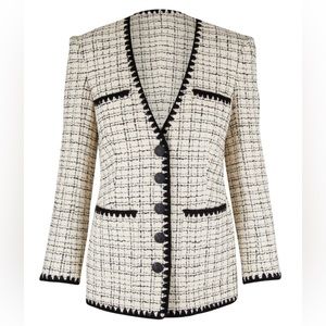 White & black tweed Veronica Beard Albia jacket